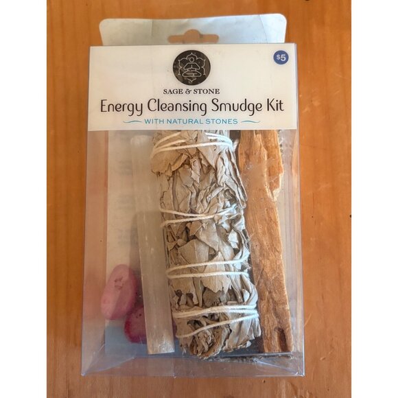 Sage & Stone Energy Cleansing Smudge Kit With Natural Stones - Picture 1 of 9
